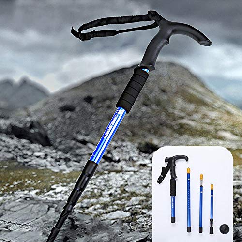 ROCK-FEATHER Bastones de Trekking Ligero Par Al Aire Libre Bastón Caminata para Hombres Mujeres Equipo de Escalada en Montaña Ultralight Telescopic Crutch Cane (Color : Light Blue)