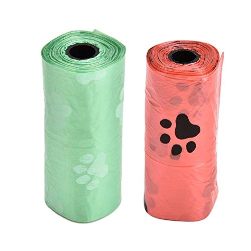 Rockyin 40 Rollos de Basura de Limpieza Bolsa del Animal doméstico del corazón del Gato Residuos Impulso del Pick Up Bolsa