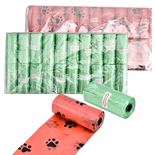 Rockyin 40 Rollos de Basura de Limpieza Bolsa del Animal doméstico del corazón del Gato Residuos Impulso del Pick Up Bolsa