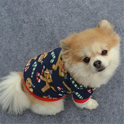 ropa de abrigo para mascotas navidad,RETUROM venta caliente nueva mascota perro cachorro Navidad otoño invierno Jersey bordado ropa de abrigo capa (L)