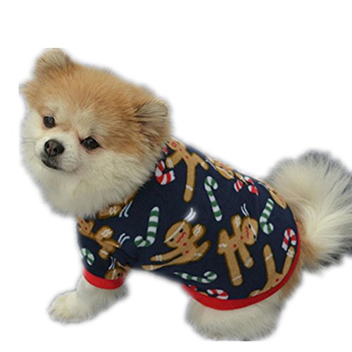 ropa de abrigo para mascotas navidad,RETUROM venta caliente nueva mascota perro cachorro Navidad otoño invierno Jersey bordado ropa de abrigo capa (L)