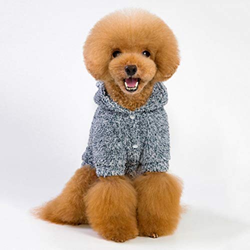 Ropa De Invierno Nueva Ropa De Color Sólido Coral Fleece Perro De Mascota Piernas Gruesas Oso Perezoso Ropa para Perros De Peluche,Azul,L