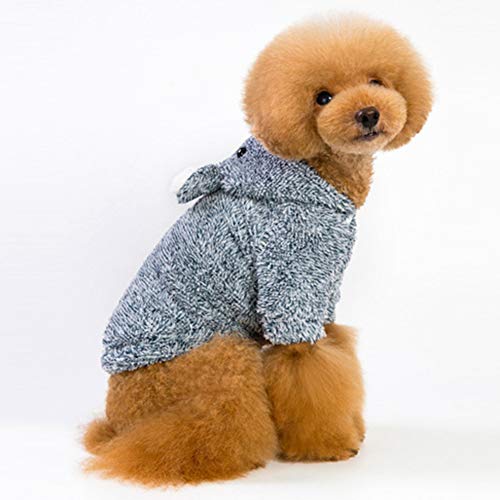 Ropa De Invierno Nueva Ropa De Color Sólido Coral Fleece Perro De Mascota Piernas Gruesas Oso Perezoso Ropa para Perros De Peluche,Azul,L