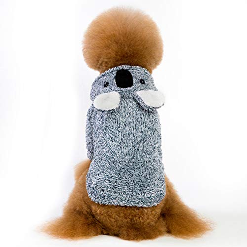 Ropa De Invierno Nueva Ropa De Color Sólido Coral Fleece Perro De Mascota Piernas Gruesas Oso Perezoso Ropa para Perros De Peluche,Azul,L