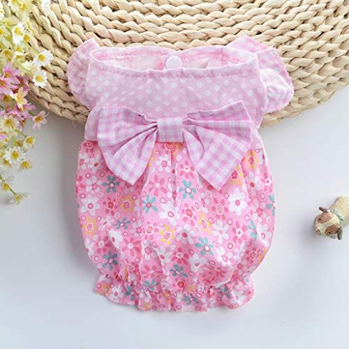 Ropa de Verano para Mascotas, Vestidos A Cuadros con Bowknot, Lindo Vestido para Perro y Gato, Vestido Princesa de Estampados de Floral, Yorkshire Chihuahua