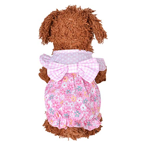 Ropa de Verano para Mascotas, Vestidos A Cuadros con Bowknot, Lindo Vestido para Perro y Gato, Vestido Princesa de Estampados de Floral, Yorkshire Chihuahua