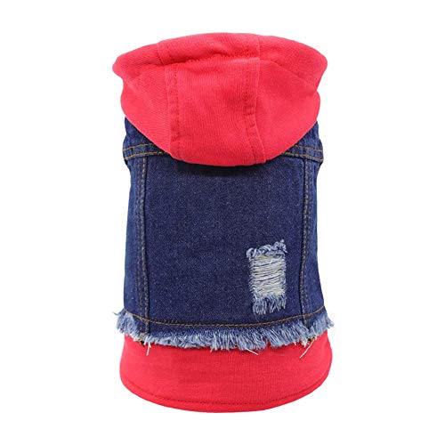 Ropa para mascotas de SILD, chaqueta vaquera, de color azul para perros pequeños y medianos, con solapa, con capucha, clásicas, de estilo retro, prendas de aspecto lavado