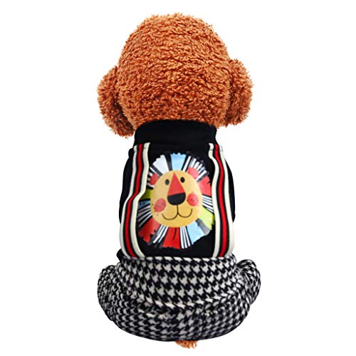 Ropa Perro Pequeño, Dragon868 Invierno Moda Impreso Sudadera para Perros, Pata de Gallo de Mono, Abrigo de Cachorro Gatos Mascota Yorkshire Chihuahua,Perros Accesorios, XS-XL