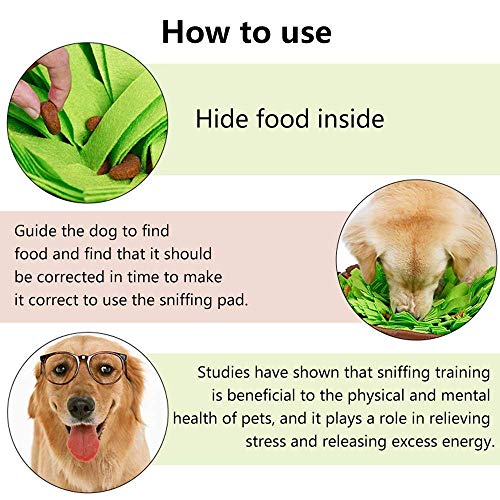 RROWER Perro Puzzle Juguetes Snuffle, Alimentación Mat, Juego Interactivo del aburrimiento, Alienta Natural de Buscar alimento para Mascotas Perros Skillscats Fieltro de Tela portátil Uso de Viaje