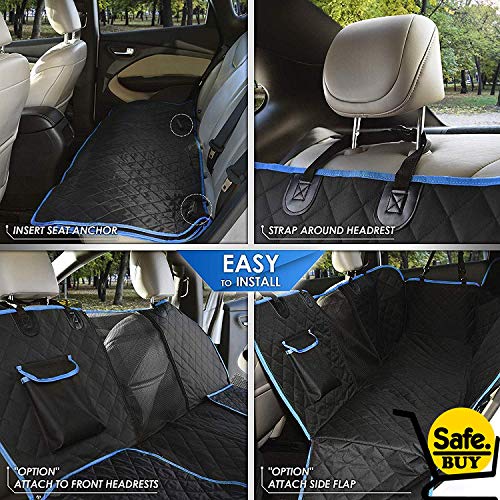 Safe Buy Funda de Asiento de Coche para Perros con Ventana Visual de Malla Acolchada 4 Capas Impermeable Hamaca Cinturón de Seguridad Bolsa A Prueba de arañazos Antideslizante