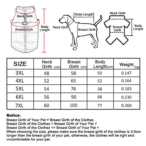 SALOVES Ropa para Mascotas Perros Invierno Chaleco Caliente Abrigo Chaqueta Traje para Mascotas Gato Perro Cachorro Ropa Algodón Suave Aprueba de Agua Navidad Talla 3XL-7XL