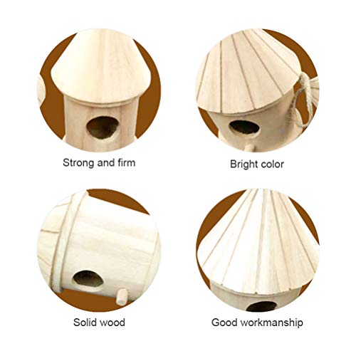 SAMTITY Novedad Colgante de Madera Bird House Hotel, Nido de pájaro de Madera Colgante Bird House Jaula de pájaros de Madera Natural Lugar de Descanso para pájaros