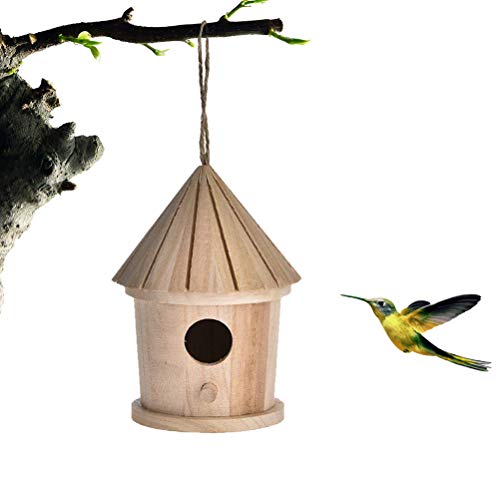 SAMTITY Novedad Colgante de Madera Bird House Hotel, Nido de pájaro de Madera Colgante Bird House Jaula de pájaros de Madera Natural Lugar de Descanso para pájaros