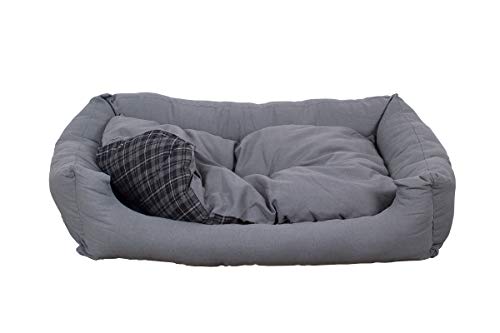 SAUERLAND Cama para Perros en Gris Moderno, 120x80 cm con colchoneta Reversible, colchoneta para Perro Lavable