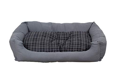 SAUERLAND Cama para Perros en Gris Moderno, 120x80 cm con colchoneta Reversible, colchoneta para Perro Lavable