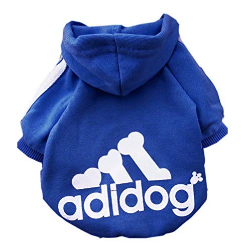 Scheppend Ropa para Perros Adidog Ropa para Perros Abrigo de Invierno Cachorro Gato Cachorro Sudaderas con Capucha Ropa de algodón para Perros Grandes(Blue,L)