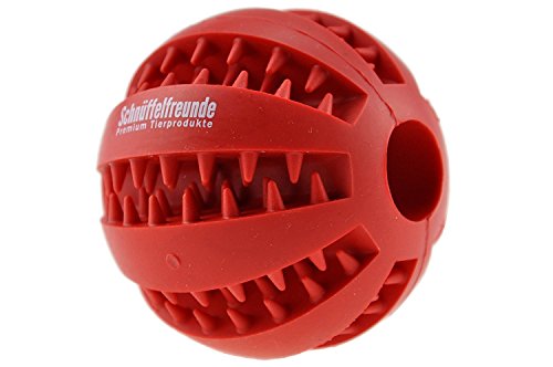 Schnüffelfreunde Pelota de Juguete para Perros Hecha de Caucho Natural con función de Cuidado Dental | con granulado y Orificio para golosinas, ø 7cm, para Perros Grandes y pequeños