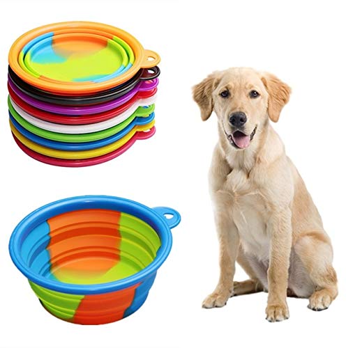 Scrox 1x Cuenco de Perro Gato Alimentos Bowl Camuflaje Comedero para Bebedero Portátil Plegable de Viaje Cuenco Recipiente Plato Silicona Frisbee para Perros