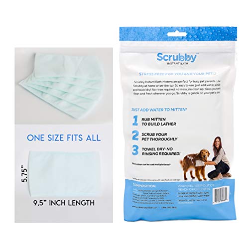 ScrubbyPet Enjuague Gratis Mascotas Champú para Perros Manoplas Guante De Baño Instantáneo Manoplas Toallitas De Aseo Fácil Sin Desorden Reutilizable (15 Guantes)