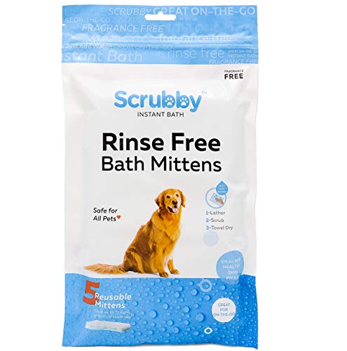 ScrubbyPet Enjuague Gratis Mascotas Champú para Perros Manoplas Guante De Baño Instantáneo Manoplas Toallitas De Aseo Fácil Sin Desorden Reutilizable (15 Guantes)