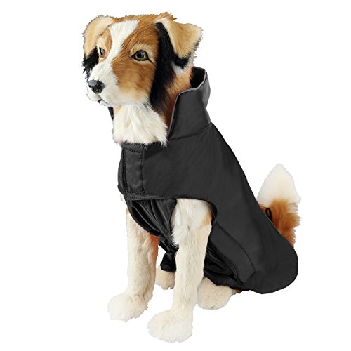 SelfLove Capa de Mascotas, 100% Chaquete Impermeable con Forro Nylon Capa del Perro Fácil Encendido y Apagado M Negro