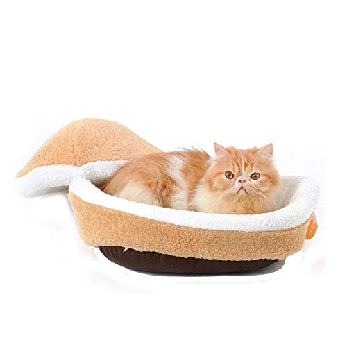 Shell Cat Cama, en Forma de Concha Desmontable Cama del Gato Hamburguesa del Animal doméstico Cama del Perro Saco de Dormir cálido y Confortable Cama for Gatos o Perros pequeños