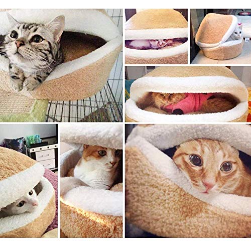 Shell Cat Cama, en Forma de Concha Desmontable Cama del Gato Hamburguesa del Animal doméstico Cama del Perro Saco de Dormir cálido y Confortable Cama for Gatos o Perros pequeños