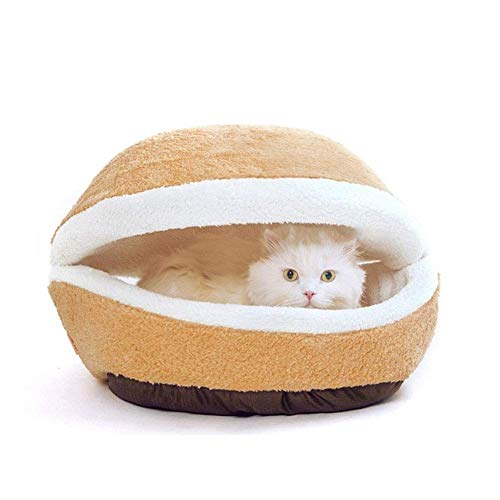 Shell Cat Cama, en Forma de Concha Desmontable Cama del Gato Hamburguesa del Animal doméstico Cama del Perro Saco de Dormir cálido y Confortable Cama for Gatos o Perros pequeños