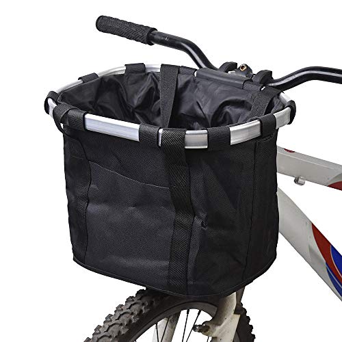 SHYSBV Bicicleta Bolsa de Transporte para Perros Mascota Gato Asiento de Perro Cesta de Bicicleta Cesta Desmontable Delantera Bolsa de Transporte Marco de Aluminio Gris_Tamaño General