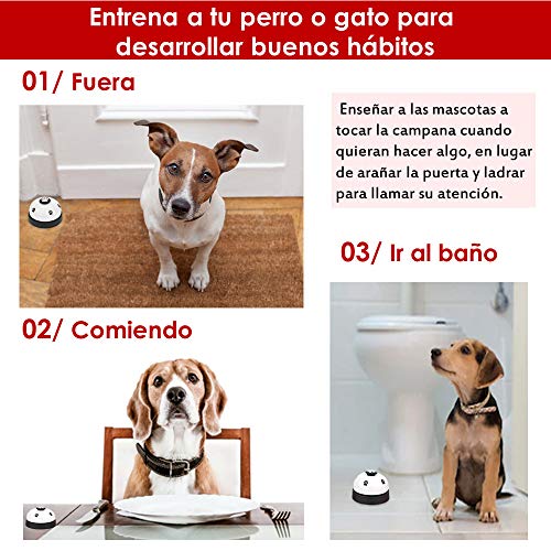 SlowTon Campana para Mascotas, 2 Piezas de Metal Campana Perro Entrenamiento con Partes Inferiores de Goma Antideslizante Puerta de Perro Campana para Entrenamiento de orinales Anillo Claro