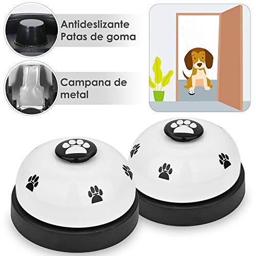 SlowTon Campana para Mascotas, 2 Piezas de Metal Campana Perro Entrenamiento con Partes Inferiores de Goma Antideslizante Puerta de Perro Campana para Entrenamiento de orinales Anillo Claro