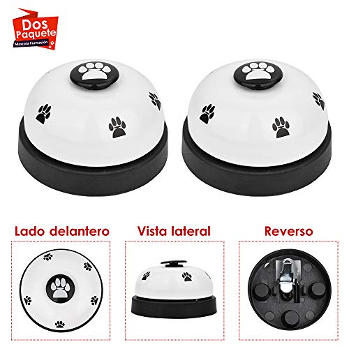 SlowTon Campana para Mascotas, 2 Piezas de Metal Campana Perro Entrenamiento con Partes Inferiores de Goma Antideslizante Puerta de Perro Campana para Entrenamiento de orinales Anillo Claro