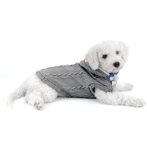 SMALLLEE_LUCKY_STORE Chaqueta de suéter para Perros Chaqueta de Clima frío Chaqueta para Perros con Capucha Chihuahua Ropa de Invierno para Perros pequeños Ropa de Abrigo Gris XXL