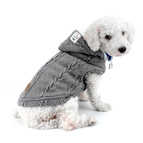 SMALLLEE_LUCKY_STORE Chaqueta de suéter para Perros Chaqueta de Clima frío Chaqueta para Perros con Capucha Chihuahua Ropa de Invierno para Perros pequeños Ropa de Abrigo Gris XXL