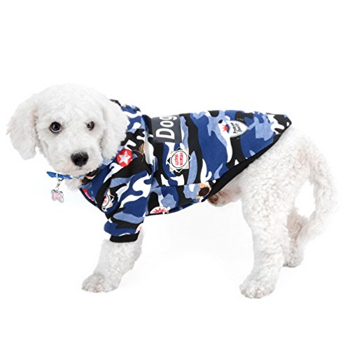 SMALLLEE_LUCKY_STORE Perro de mascota traje de neopreno Shih Tzu Abrigo de invierno Camo Chaqueta con capucha Ropa de perro para perros pequeños Chihuahua Hoodies Blue L