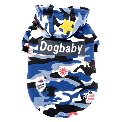 SMALLLEE_LUCKY_STORE Perro de mascota traje de neopreno Shih Tzu Abrigo de invierno Camo Chaqueta con capucha Ropa de perro para perros pequeños Chihuahua Hoodies Blue L