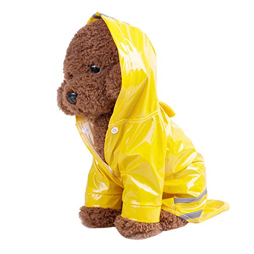 Smoro Cachorro de Lluvia para Mascotas al Aire Libre con Capucha Chaquetas Impermeables PU Impermeable Reflectante para Perros Gatos Ropa