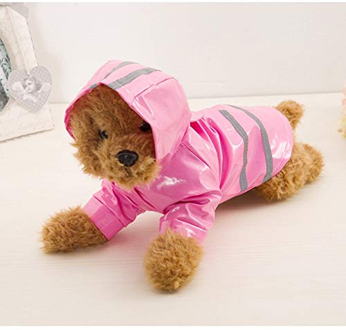 Smoro Cachorro de Lluvia para Mascotas al Aire Libre con Capucha Chaquetas Impermeables PU Impermeable Reflectante para Perros Gatos Ropa