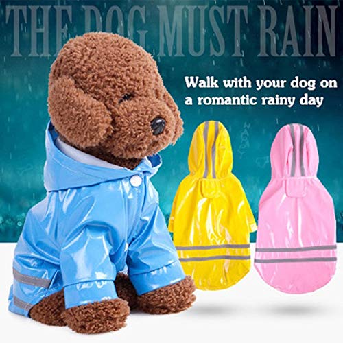 Smoro Cachorro de Lluvia para Mascotas al Aire Libre con Capucha Chaquetas Impermeables PU Impermeable Reflectante para Perros Gatos Ropa