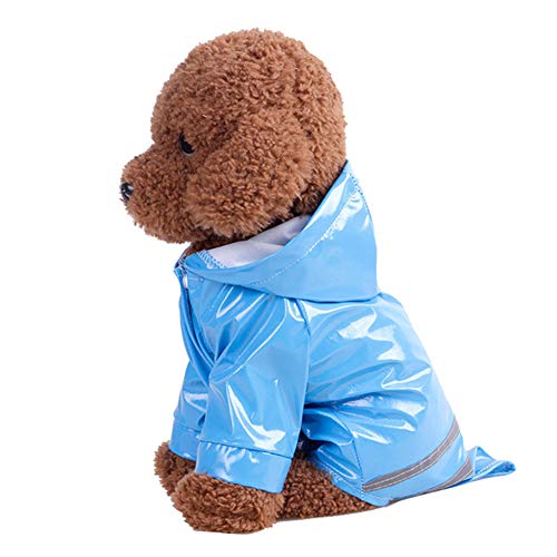 Smoro Cachorro de Lluvia para Mascotas al Aire Libre con Capucha Chaquetas Impermeables PU Impermeable Reflectante para Perros Gatos Ropa