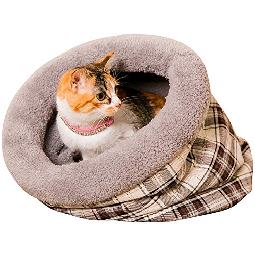 Solarphoenix Cama para Gato, túnel, con Entramado, cálido, Cachorro, caseta Plegable, Suave para Mascotas, Gato, Entramado Acogedor y Suave Saco de Dormir de Juguete