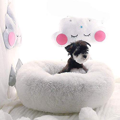 SPTHY Cat Bed Kennel, Nido De Felpa De Invierno Cálido para Perros Y Gatos Pequeños, Alivia El Dolor Articular Y Muscular,Blanco