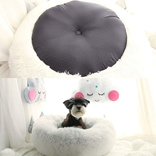 SPTHY Cat Bed Kennel, Nido De Felpa De Invierno Cálido para Perros Y Gatos Pequeños, Alivia El Dolor Articular Y Muscular,Blanco