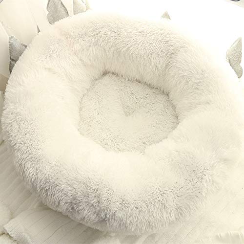 SPTHY Cat Bed Kennel, Nido De Felpa De Invierno Cálido para Perros Y Gatos Pequeños, Alivia El Dolor Articular Y Muscular,Blanco