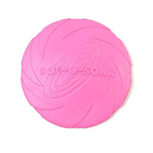 SUXIAO Juguete para Perros Resistente al mordisco Frisbee 4 Colores Que entrenan a los Juguetes Flexibles para Mascotas Discos de Vuelo para Cachorros, Rosa, M - 18x18cm