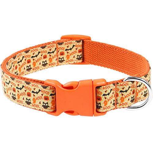 Taglory Collar Perro Ajustable,Estilo Único Collar Adiestramiento para Perros Grandes,40-60cm Naranja Halloween