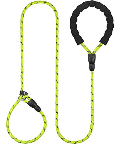 Taglory Correa de Perro,Correa y Collar para Perro,Cuerda Que Sube reflexiva Redonda Durable,Correa de Deslizamiento para Perros pequeños y medianos, 1.85M Verde