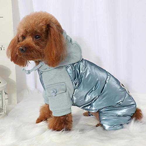 TAYIBO Invierno Abrigo de Perro para Perros pequeños,Ropa para Mascotas de otoño e Invierno, Perros pequeños Que Ropa de Oso Ropa de Peluche de Cuatro Patas - Azul_M