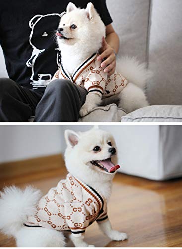 TAYIBO Mascota Perrito Ropa de Invierno,Mascotas de Peluche para la Ropa de otoño e Invierno, los suéteres Son más Que Osos, más Gruesos para Mantenerse Calientes - Beige_S