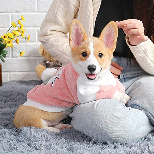 TAYIBO Ropa de Abrigo Abrigada para Perros pequeños,Ropa de Keji, Falda de Cachorro de Peluche, Mascotas de Invierno - Rosa_2XL